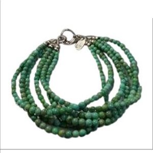 Genuine Turquoise Beas Sterling Bracelet